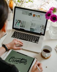 Entrepreneur creating a website